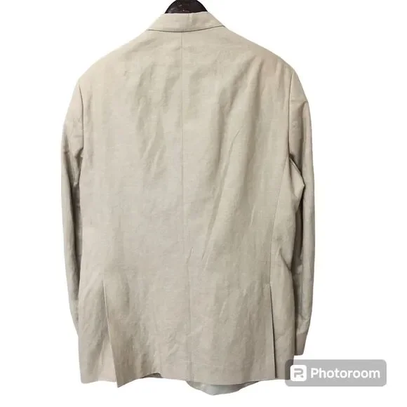 Tommy Hilfiger Sport Coat Jacket Sz L44 2 Button Front Linen Blend Beige/Tan - Picture 3 of 9